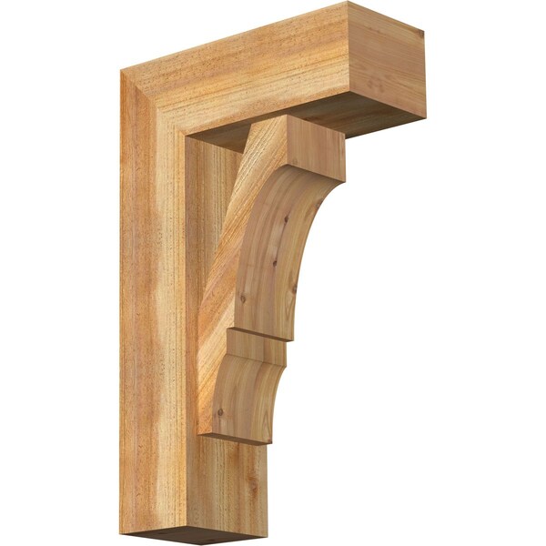 Ekena Millwork Balboa Block Rough Sawn Bracket w/ Offset Brace, Western Red Cedar, 8"W x 20"D x 32"H BKT0806X20X32BOA05RWR - main